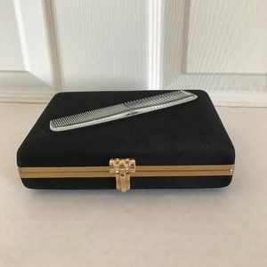 Vintage Black Volupte Evening Clutch w/ Rhinestone and Gold Clasp